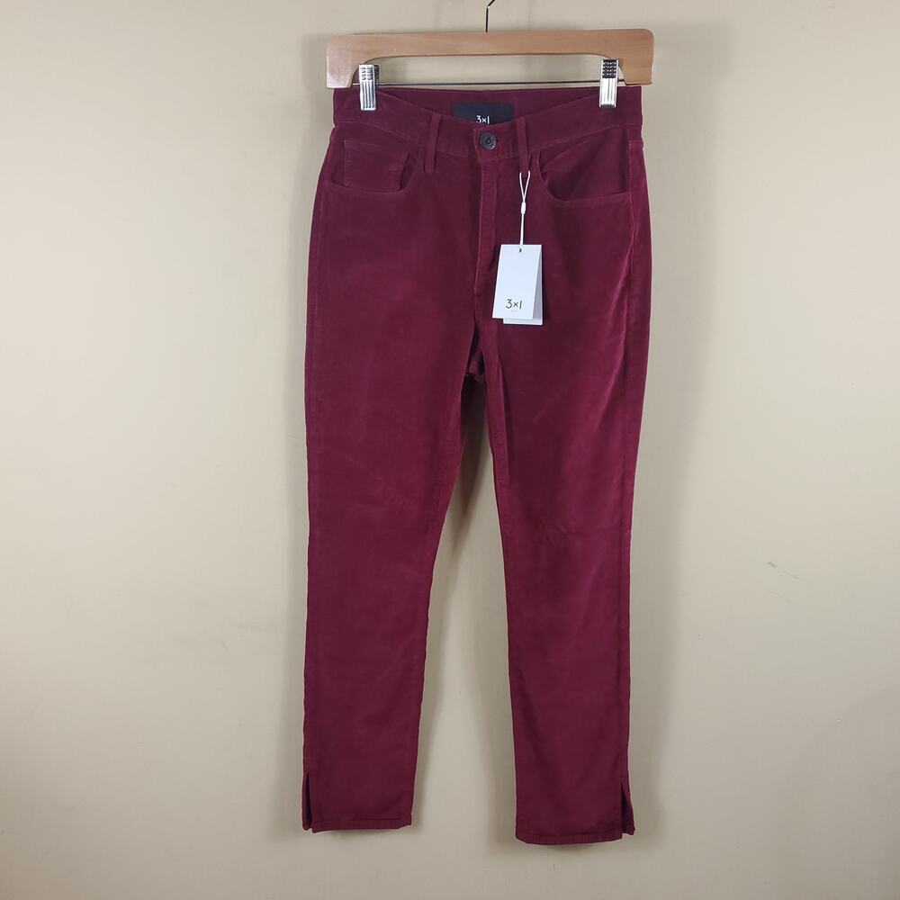 3x1 Red Velvet Higher Ground Mini Split Jeans Size 25